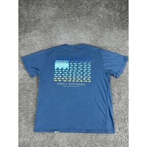 Simply Southern Shirt Mens Large Patriotic Fish Flag Graphic Short Sleeve Tee